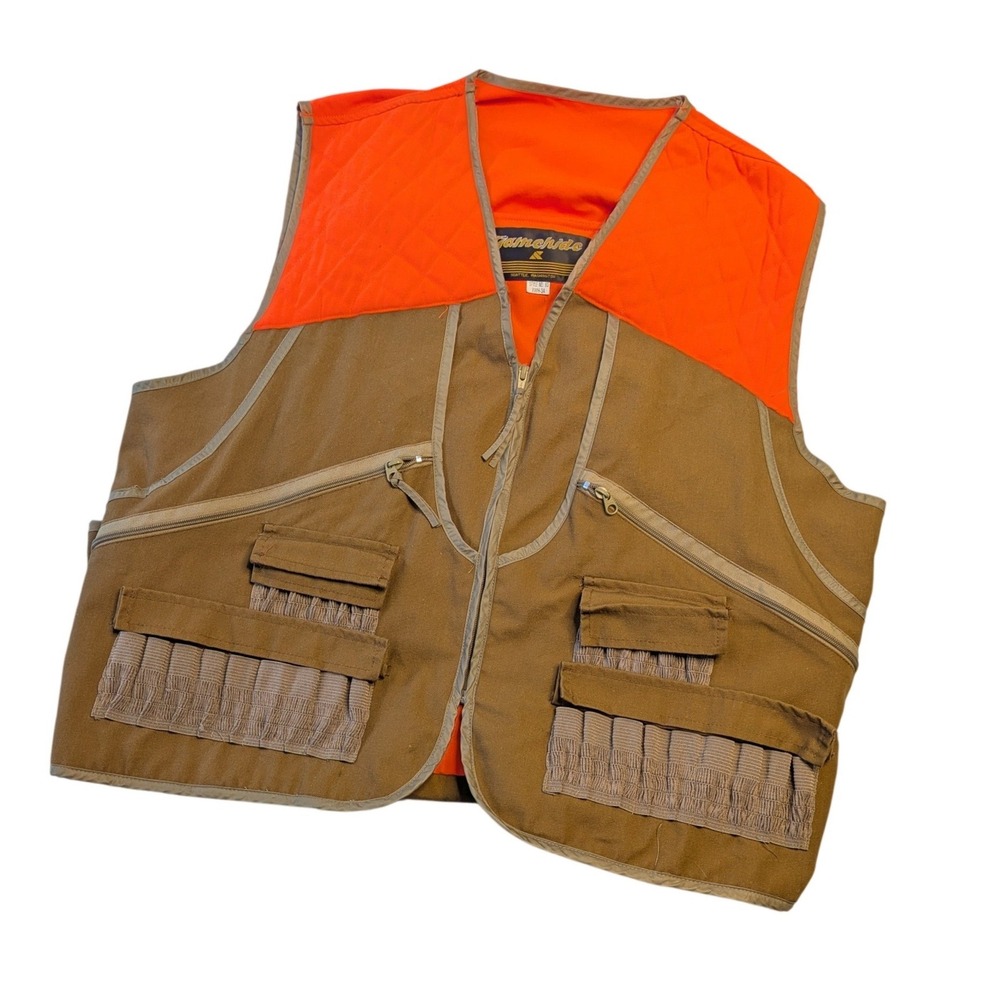Gamehide Style 93 Hunting Vest Mens XL Brown Orange Canvas Upland Game Bag